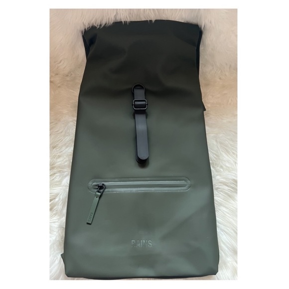 New! RAINS Waterproof Rolltop Rucksack Backpack - Picture 10 of 13